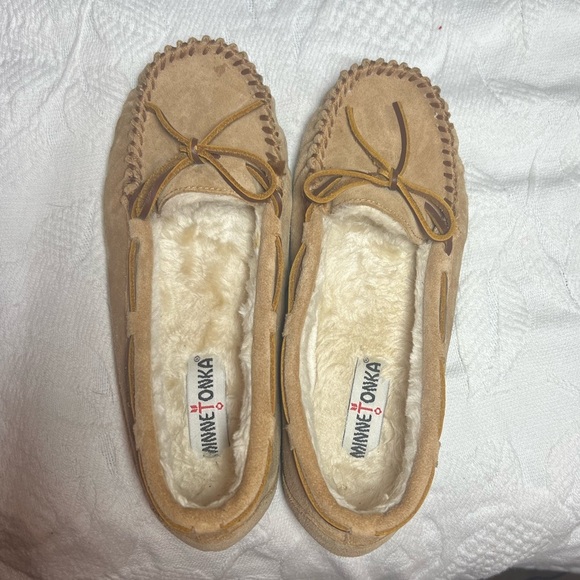 Minnetonka Light Brown Suede Moccasins - Picture 2 of 8
